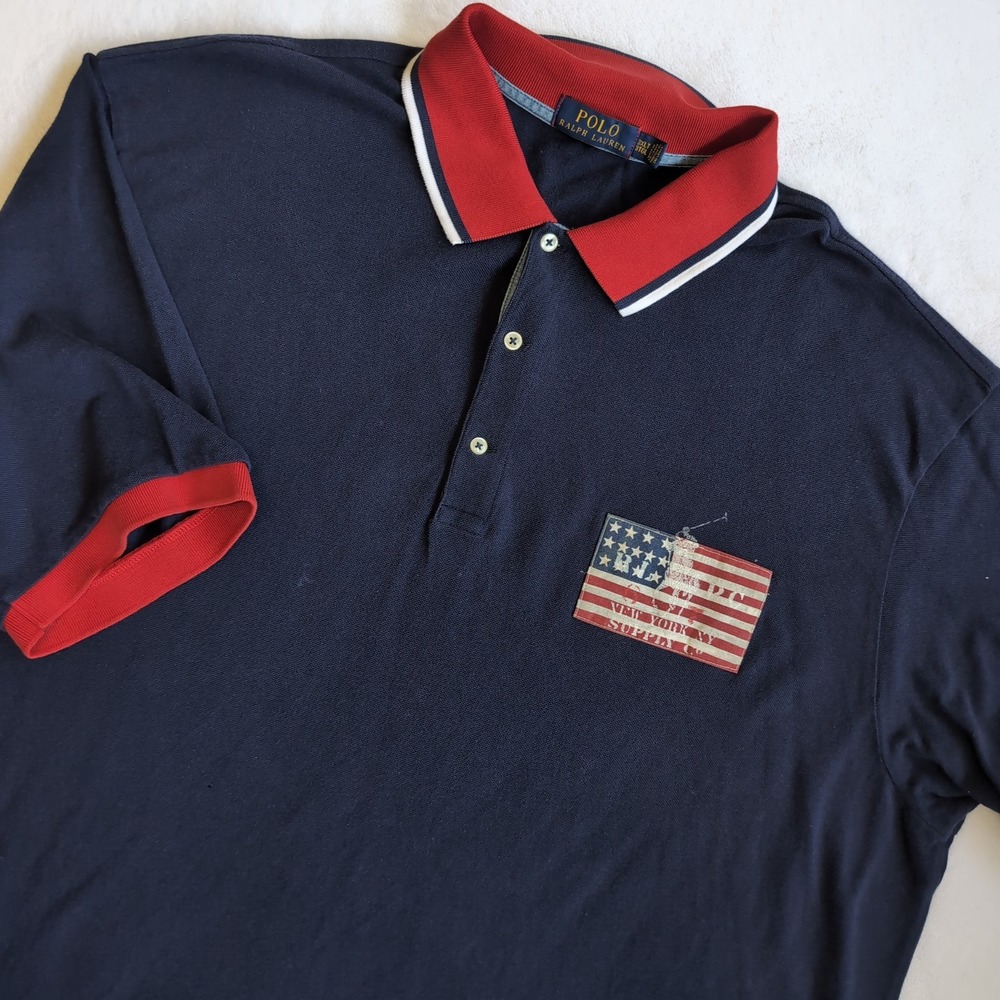 Polo Ralph Lauren Red White Blue American Flag USA New York Polo Shirt Men 3XLT